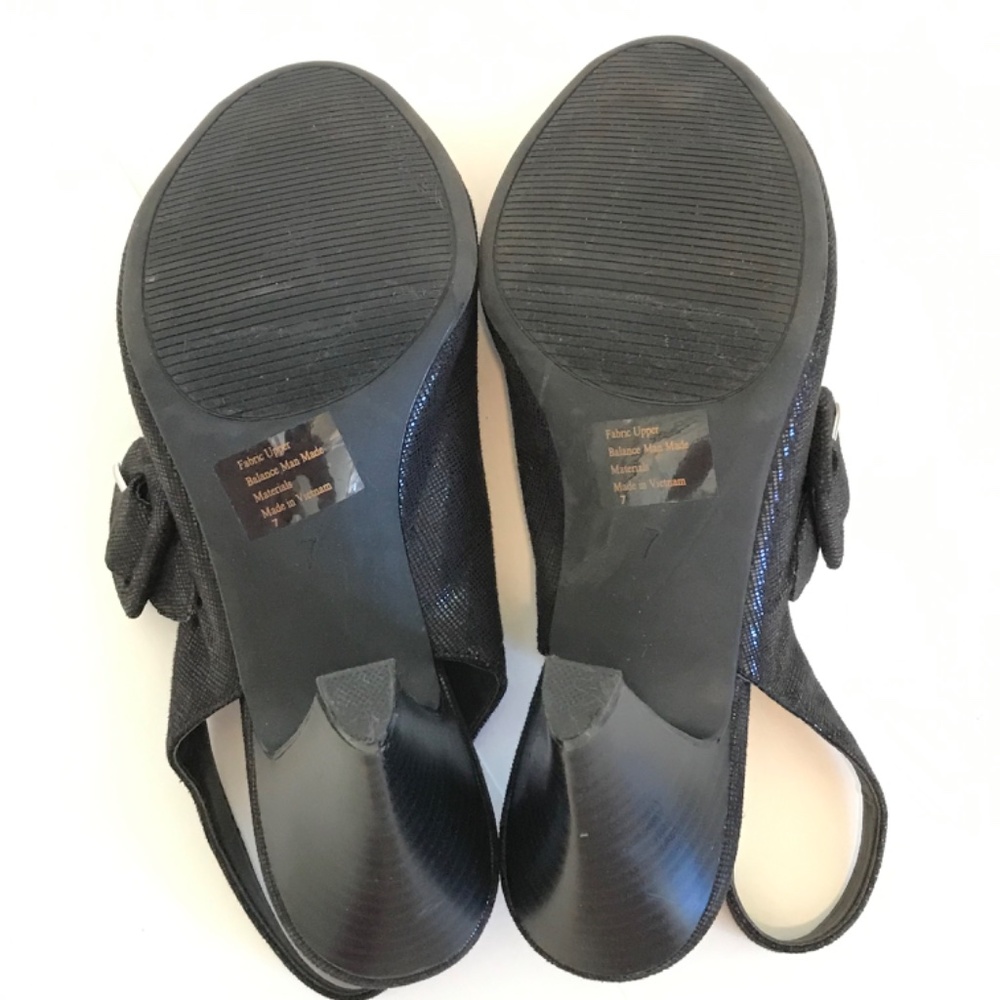 ABELLA Comfort Heels Dress Sandals Slingback Peep Toe Black Women’s Size 7 - Picture 16 of 16